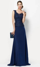 Alyce Paris 27105 - Cap Sleeve Lace Top Evening Gown - back view