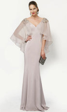 Alyce Paris 27170 - Sheer Capelet Beaded Appliqued Dress - detail view