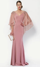 Alyce Paris 27170 - Sheer Capelet Beaded Appliqued Dress - back view