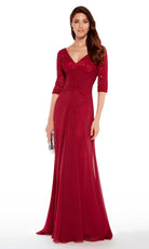 Alyce Paris 27234 - V-Neck Ruched Chiffon Evening Gown - detail view
