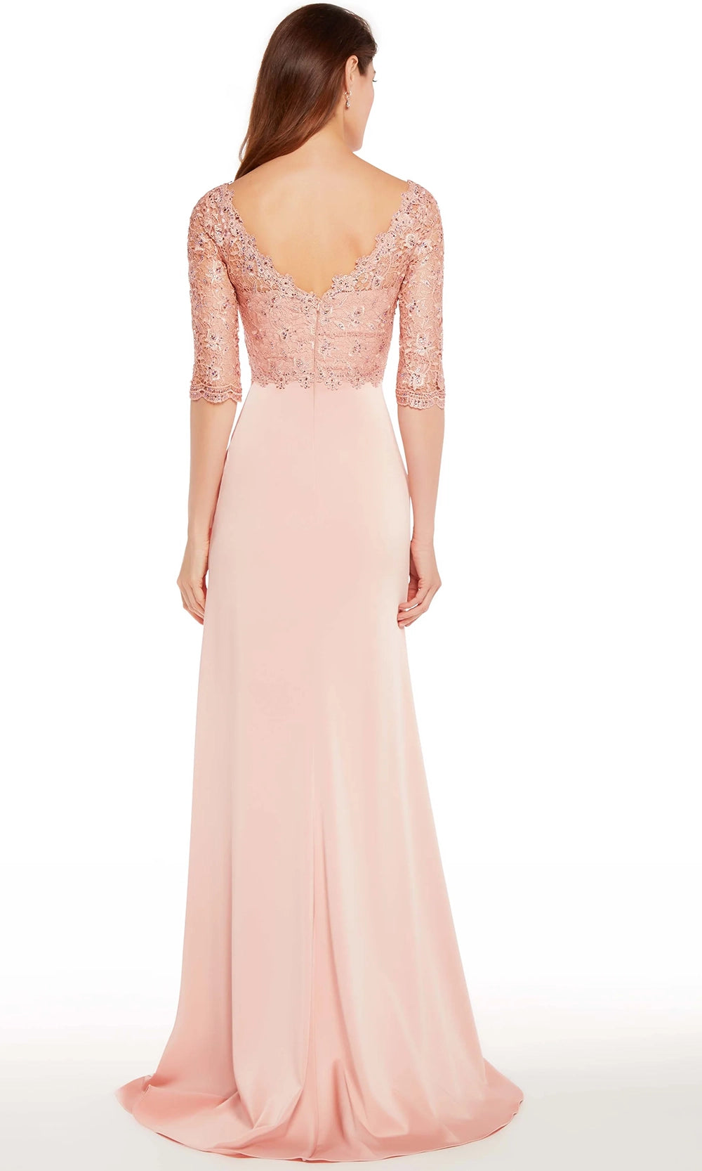 Alyce Paris 27242 - Beaded Lace Three-Quarter Sleeve Gown - back view