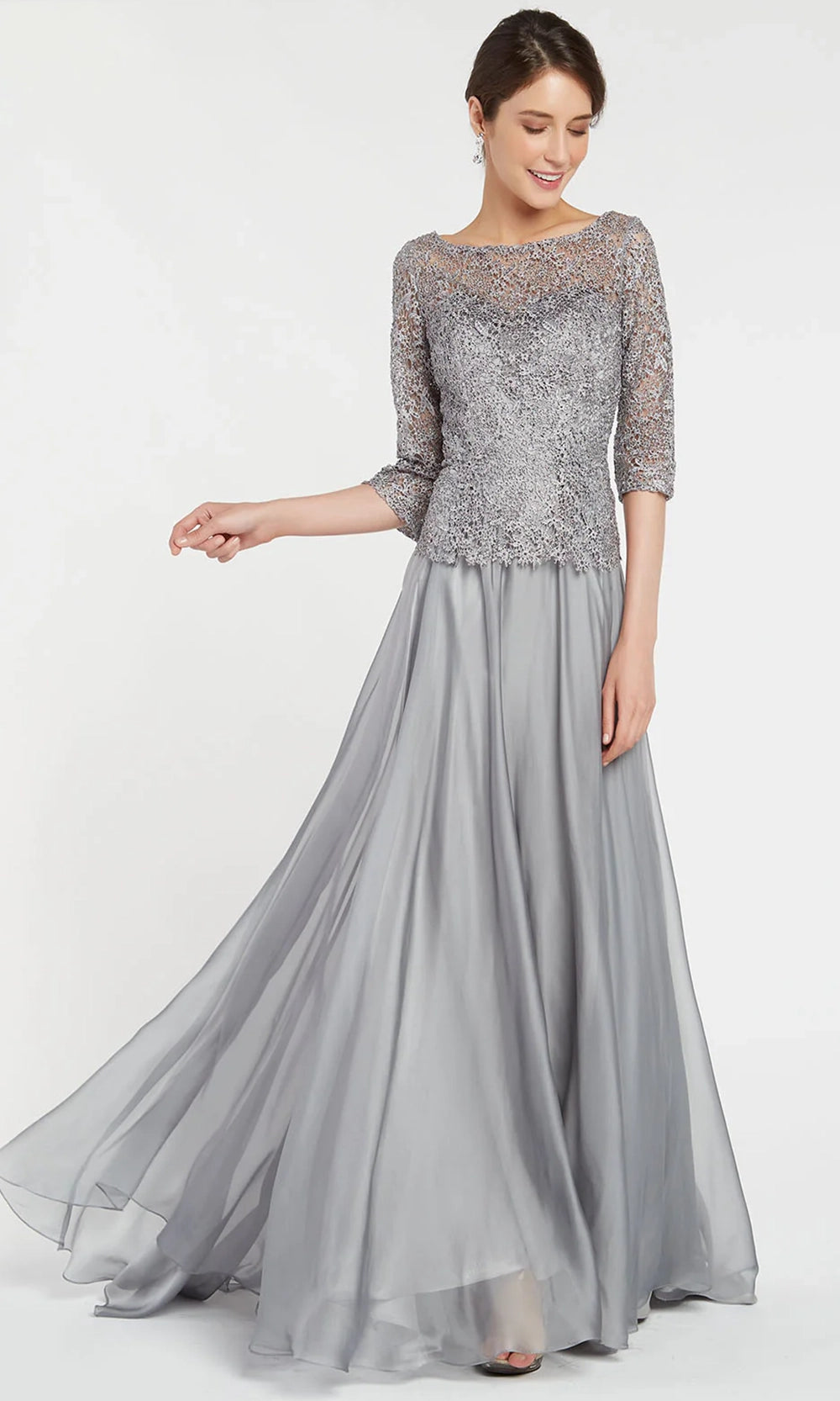 Alyce Paris 27251 - Lace Illusion Bodice A-Line Formal Dress - designer mother of the bride dress at Silhouette Dresses