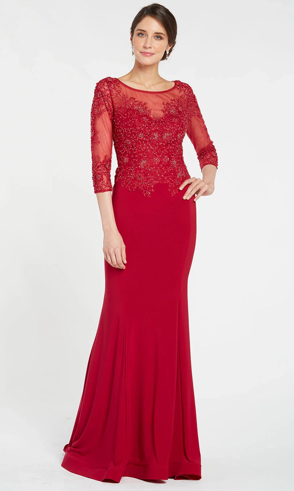 Alyce Paris 27257 - Lace Illusion Bateau Sheath Gown - detail view