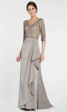 Alyce Paris 27260 - Scalloped Lace V-Neck Sheath Formal Dress - back view