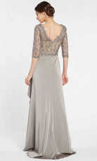 Alyce Paris 27260 - Scalloped Lace V-Neck Sheath Formal Dress - detail view