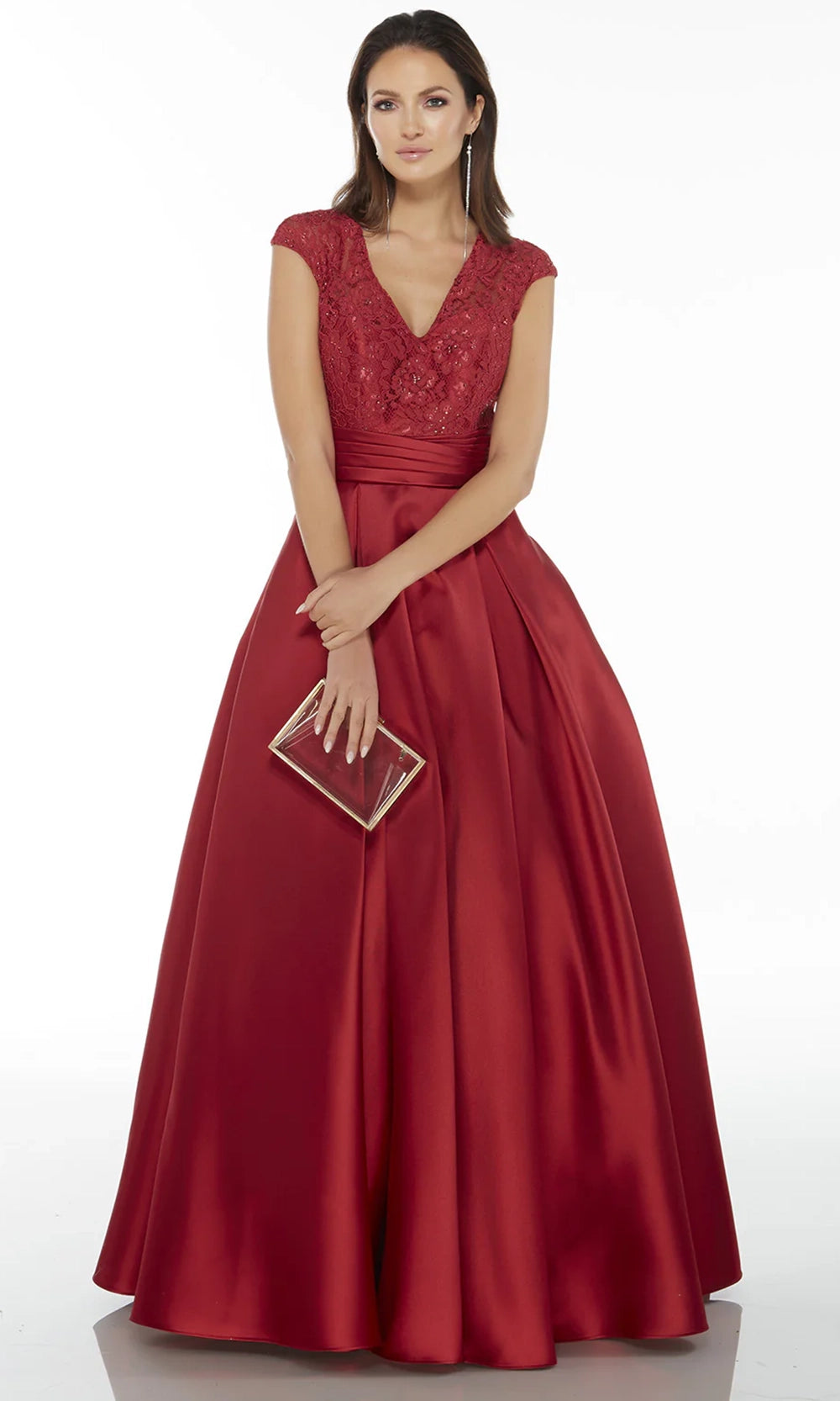 Alyce Paris 27278 - Lace Bodice Mikado A-Line Gown - designer formal gown at Silhouette Dresses