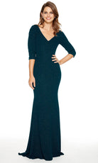 Alyce Paris 27377 - V-Neck Jersey Sheath Gown - detail view