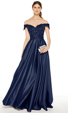 Alyce Paris 27393 - Silk Satin Off-Shoulder Gown - back view