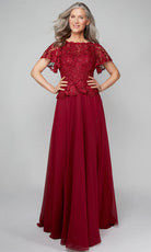 Alyce Paris 27469 - Lace Bodice Flutter Sleeve Formal Gown - designer mother of the bride dress at Silhouette Dresses