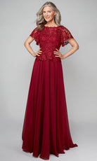 Alyce Paris 27469 - Lace Bodice Flutter Sleeve Formal Gown - back view