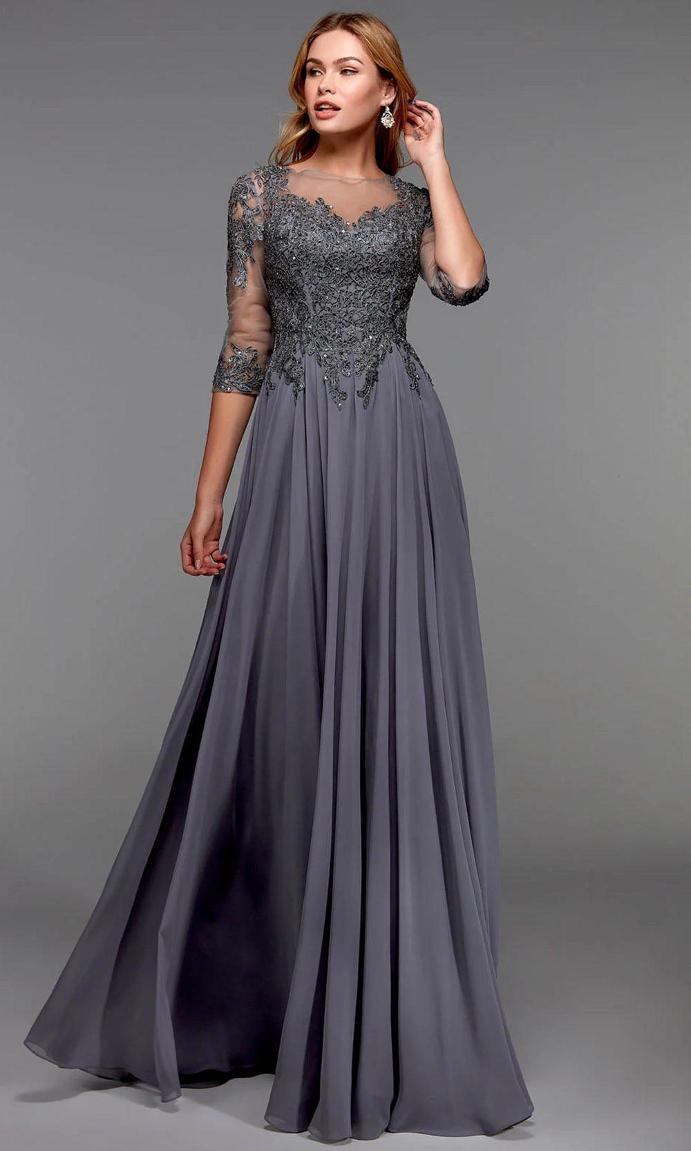 Alyce Paris 27474 - Illusion Bateau Embroidered Formal Dress - designer mother of the bride dress at Silhouette Dresses
