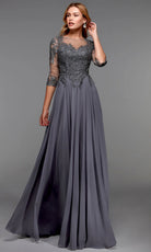 Alyce Paris 27474 - Illusion Bateau Embroidered Formal Dress - designer mother of the bride dress at Silhouette Dresses