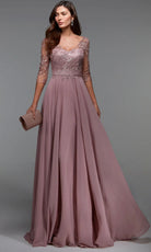 Alyce Paris 27475 - V-Neck Sequin Lace Gown with Sheer Sleeves - view 4