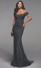 Alyce Paris 27484 - Off Shoulder Allover Lace Dress - designer evening gown at Silhouette Dresses
