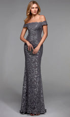 Alyce Paris 27485 - Glitter Floral Lace Fitted Dress - designer evening gown at Silhouette Dresses