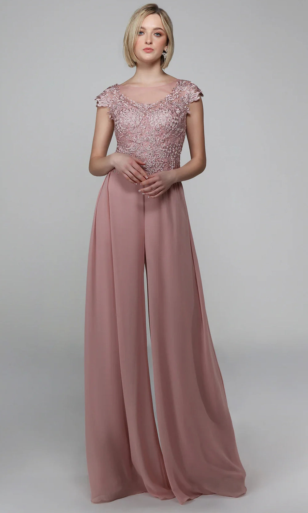 Alyce Paris 27488 - Lace Bodice Illusion Neck Jumpsuit - designer formal jumpsuit at Silhouette Dresses
