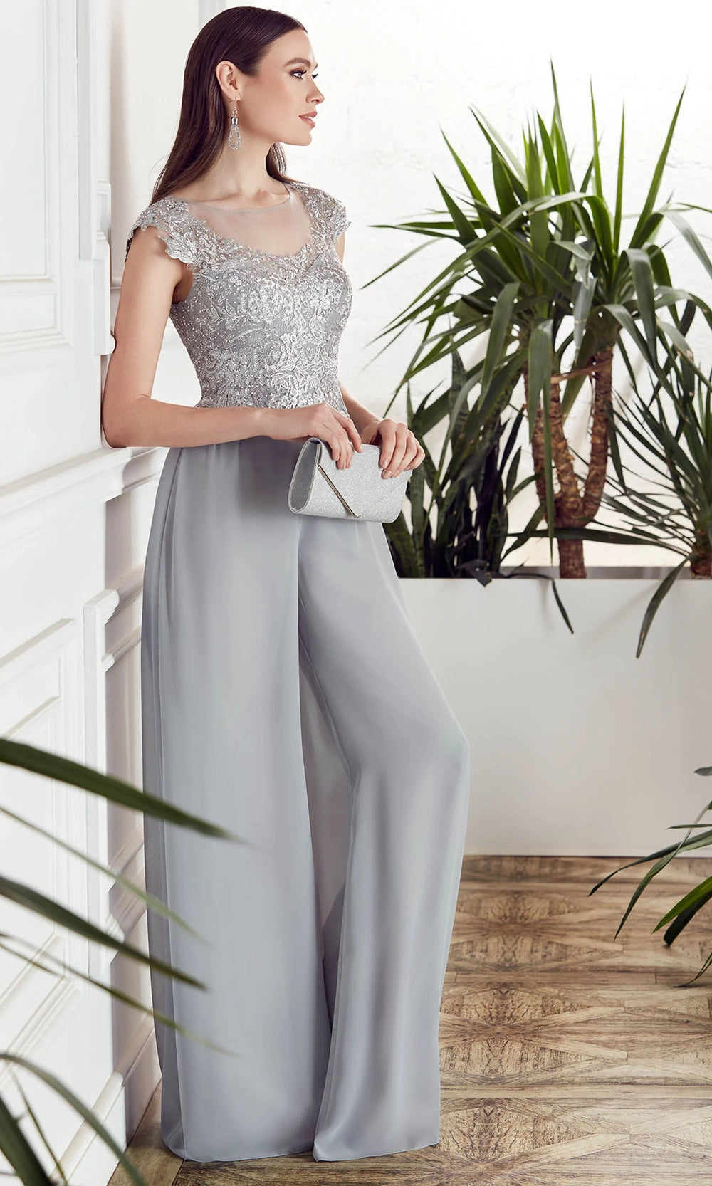Alyce Paris 27488 - Lace Bodice Illusion Neck Jumpsuit - view 4