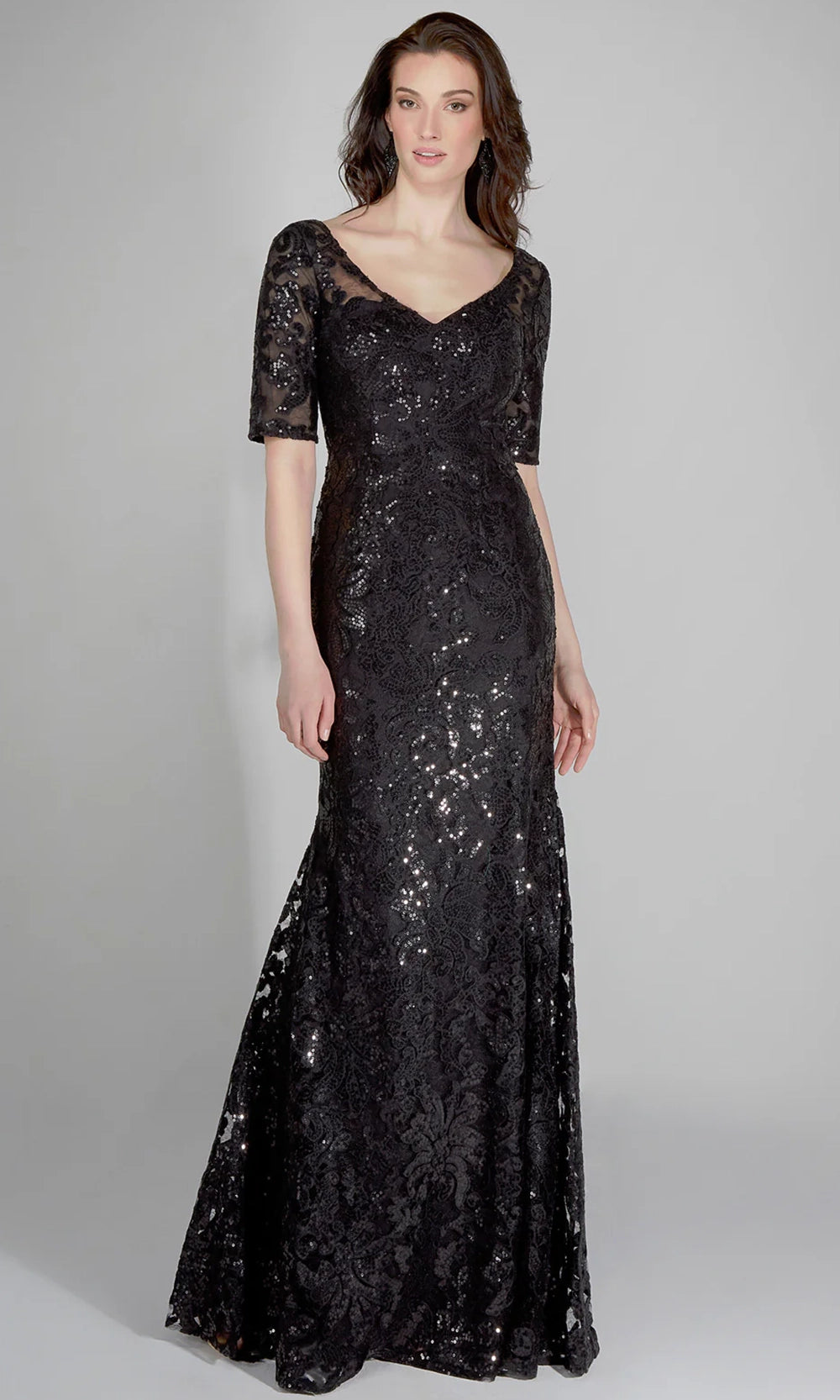 Alyce Paris 27497 - Short Sleeve Patterned Sequin Formal Gown - view 9