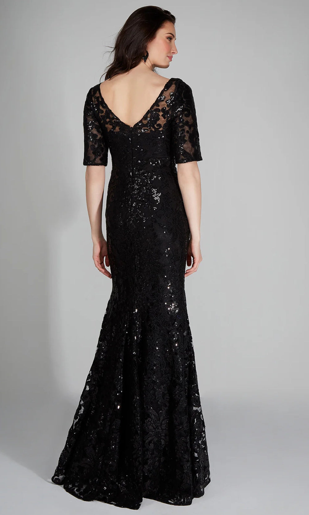 Alyce Paris 27497 - Short Sleeve Patterned Sequin Formal Gown - view 4