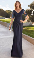 Alyce Paris 27498 - Embellished Sheer Sleeve Satin Evening Gown - back view