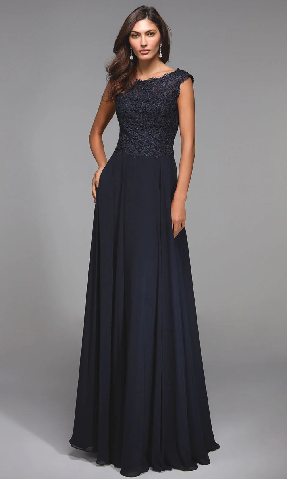 Alyce Paris 27504 - Lace Bodice Bateau Neckline Gown - designer mother of the bride dress at Silhouette Dresses