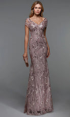 Alyce Paris 27533 - V-Neck Floral Lace Evening Dress - designer formal gown at Silhouette Dresses