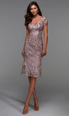 Alyce Paris 27534 - Scoop Back Embroidered Knee-Length Dress - designer formal gown at Silhouette Dresses