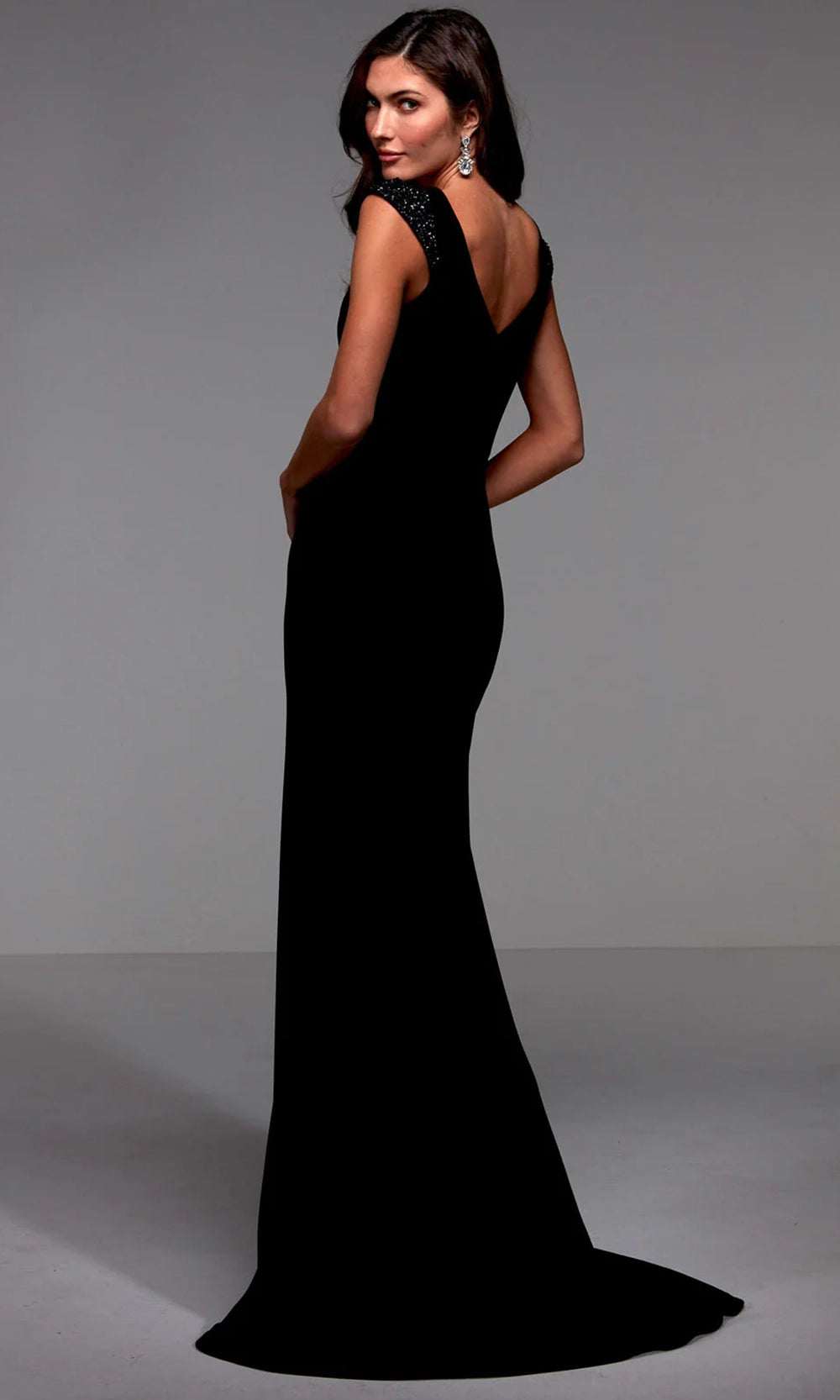 Alyce Paris 27539 - Sleek Jersey Sheath Dress with Cap Sleeves - back view