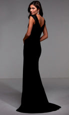 Alyce Paris 27539 - Sleek Jersey Sheath Dress with Cap Sleeves - back view