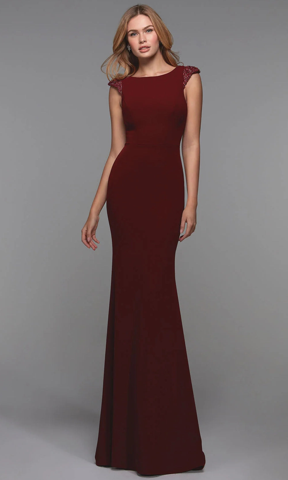 Alyce Paris 27539 - Sleek Jersey Sheath Dress with Cap Sleeves - designer formal gown at Silhouette Dresses