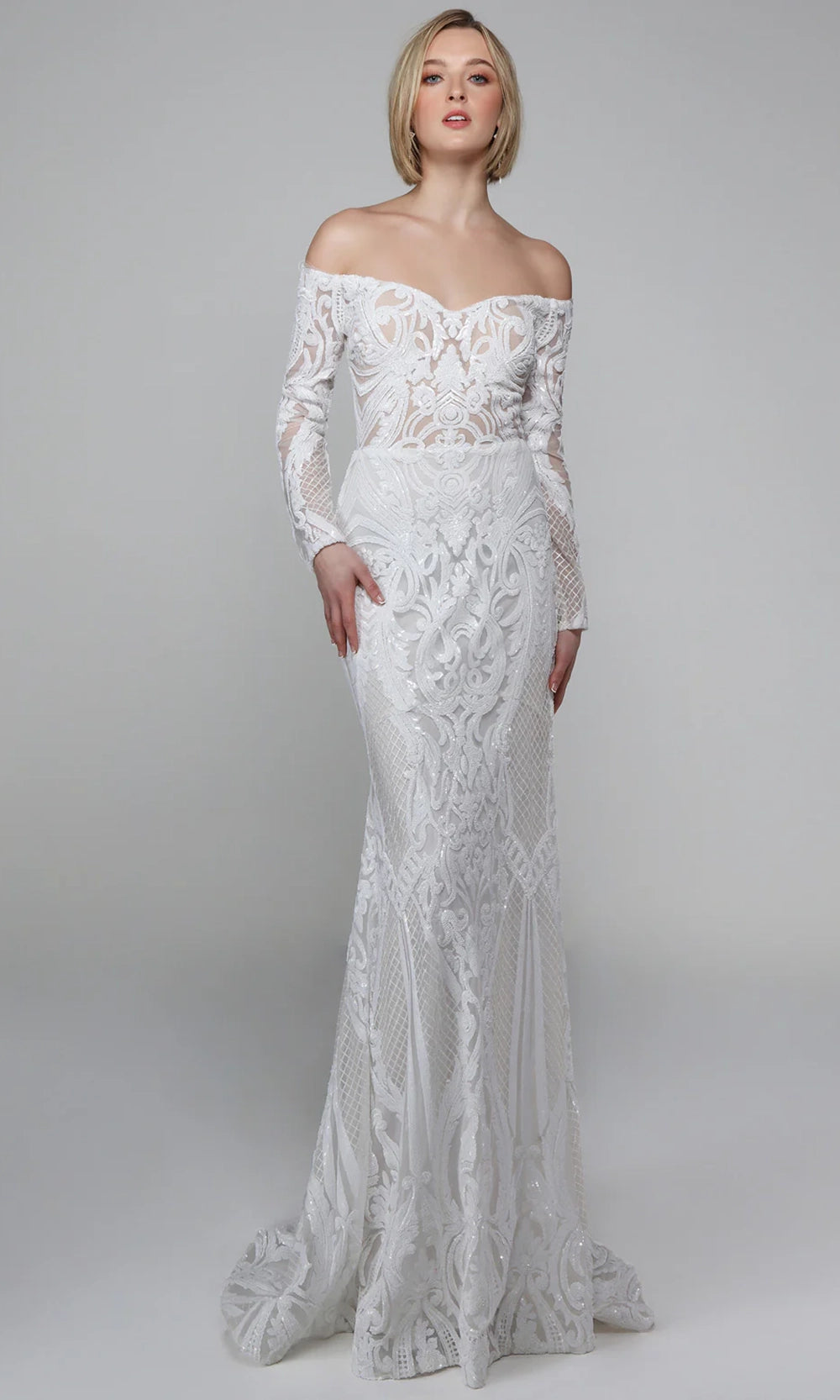 Alyce Paris 27544 - Sequin Off Shoulder Sheath Gown - view 8