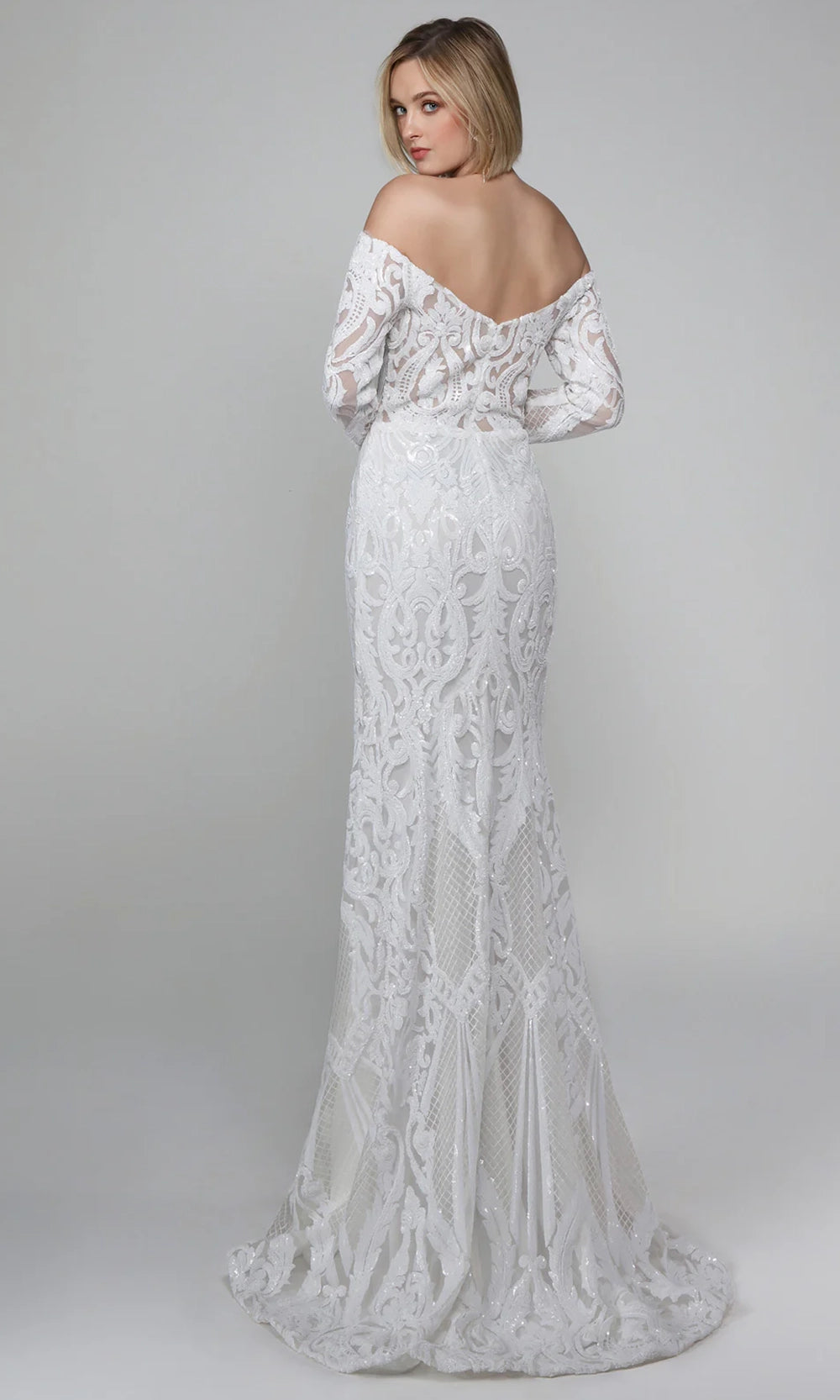 Alyce Paris 27544 - Sequin Off Shoulder Sheath Gown - back view