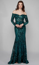 Alyce Paris 27544 - Sequin Off Shoulder Sheath Gown - detail view