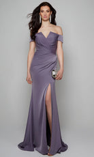 Alyce Paris 27558 - Pleated Off Shoulder Gown - designer formal gown at Silhouette Dresses