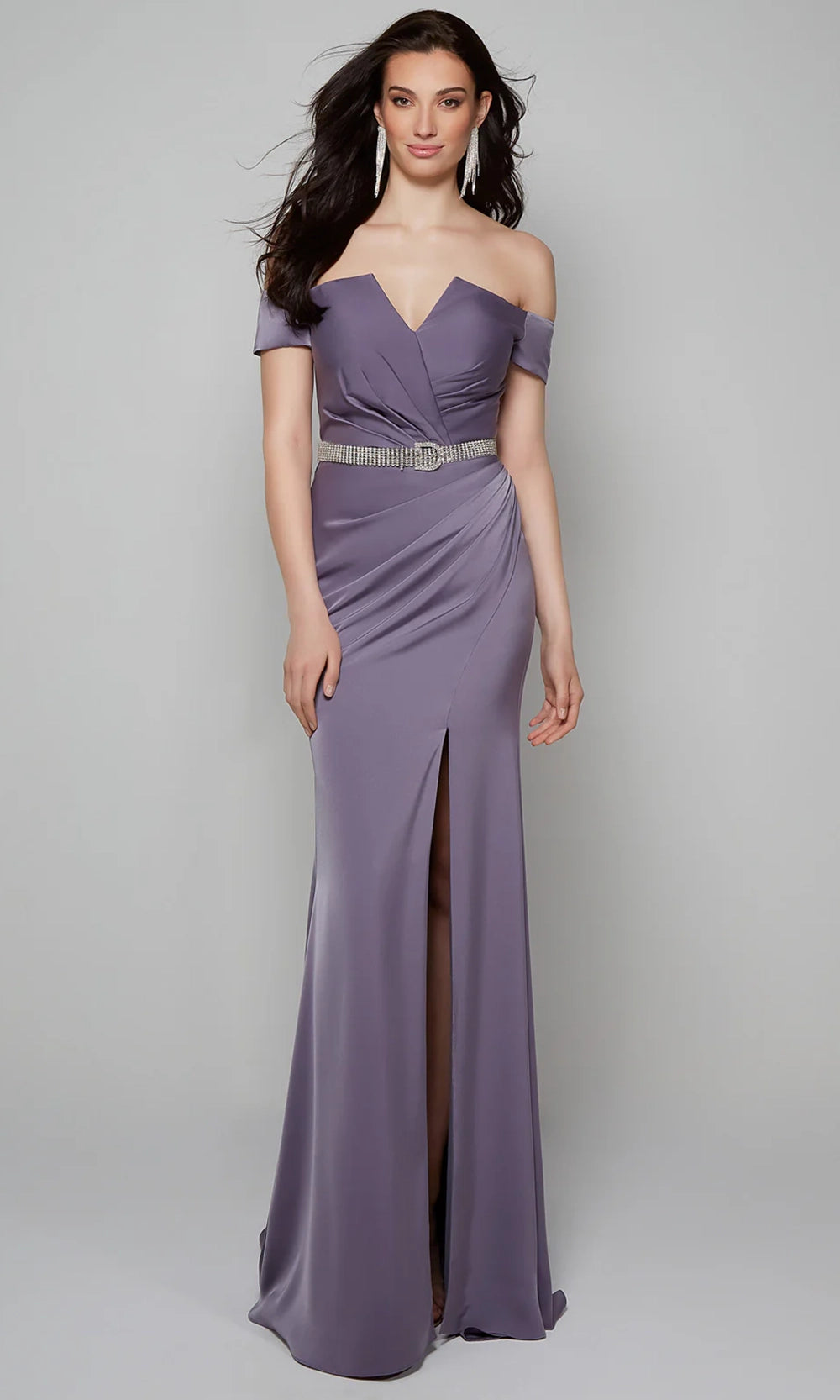 Alyce Paris 27558 - Pleated Off Shoulder Faille Gown - detail view