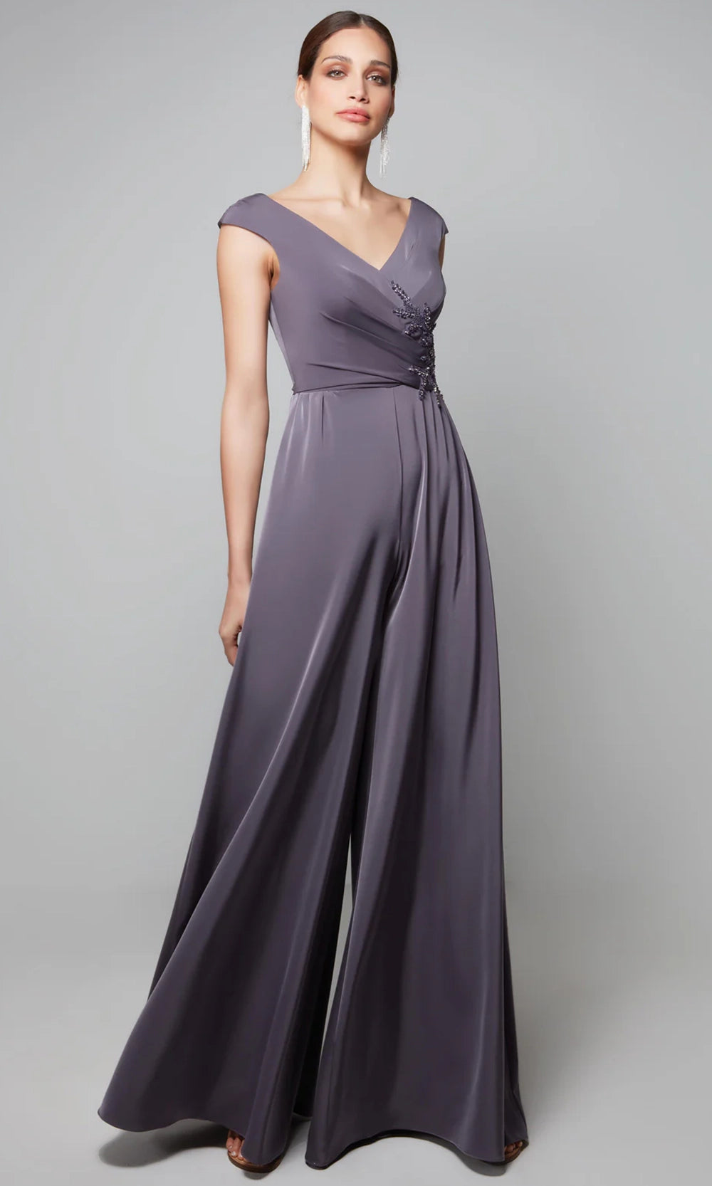 Alyce Paris 27559 - Embellished V-Neck Wide Leg Jumpsuit - designer formal jumpsuit at Silhouette Dresses