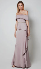 Alyce Paris 27563 - Off Shoulder Crepe Gown with Side Drape - designer mother of the bride dress at Silhouette Dresses