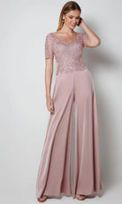 Alyce Paris 27564 - Floral Embroidered Wide V-Neck Jumpsuit - designer formal jumpsuit at Silhouette Dresses