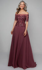 Alyce Paris 27566 - Beaded Lace Bodice Off Shoulder Dress - back view