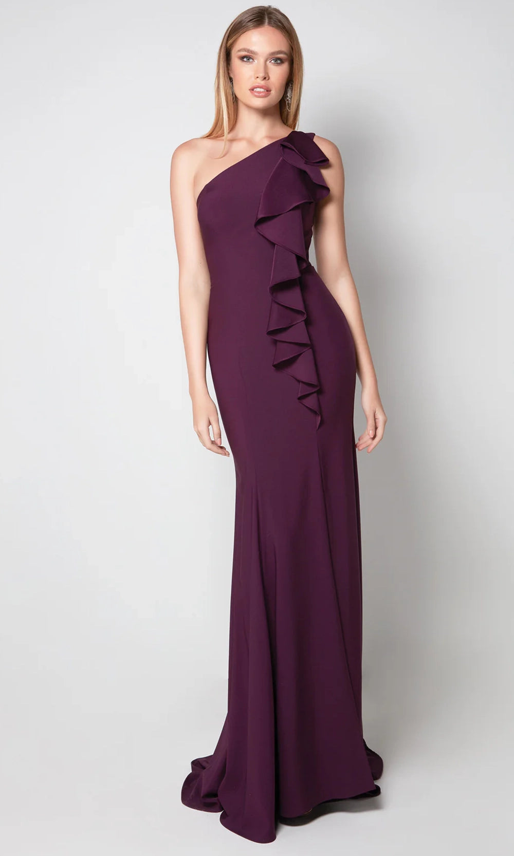 Alyce Paris 27575 - One Shoulder Ruffle Sheath Dress - designer formal gown at Silhouette Dresses