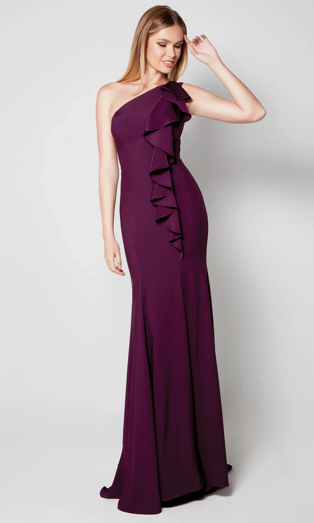 Alyce Paris 27575 - One Shoulder Ruffle Sheath Dress - back view