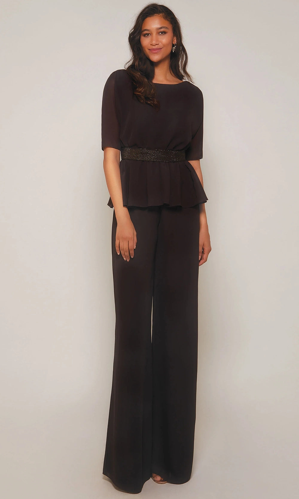 Alyce Paris 27576 - Beaded Waist Peplum Jumpsuit - back view
