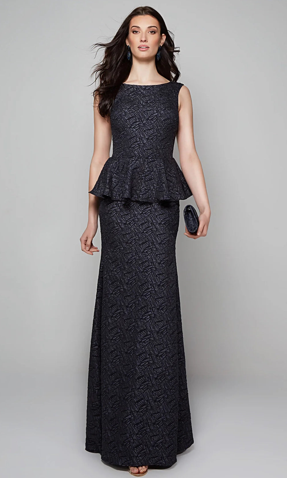 Alyce Paris 27579 - Jacquard Peplum Sheath Evening Gown - designer formal gown at Silhouette Dresses