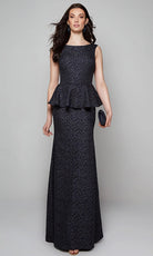 Alyce Paris 27579 - Jacquard Peplum Sheath Evening Gown - designer formal gown at Silhouette Dresses
