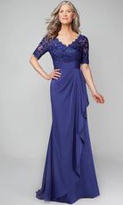 Alyce Paris 27595 - Scalloped V-Neck Pleated Waist Formal Dress - designer mother of the bride dress at Silhouette Dresses