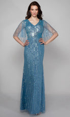 Alyce Paris 27599 - Linear Beaded Flutter Sleeves Dress - designer formal gown at Silhouette Dresses