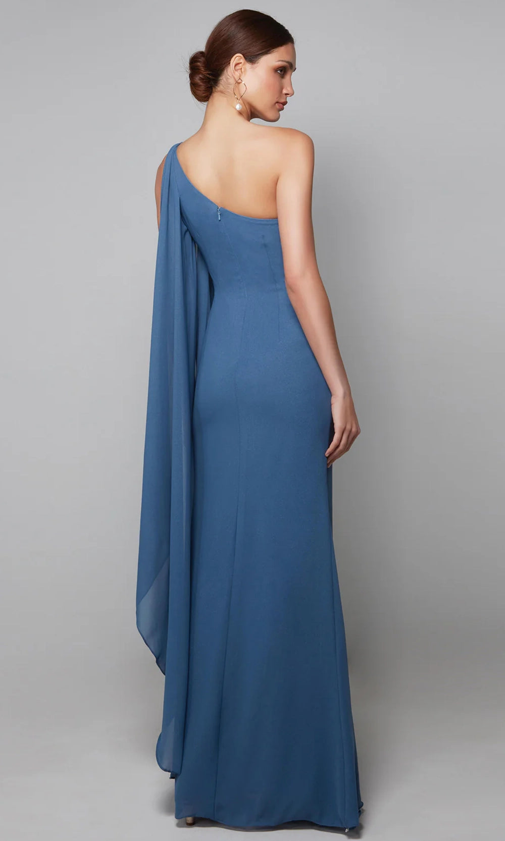 Alyce Paris 27603 - One Shoulder Chiffon Sheath Gown - detail view