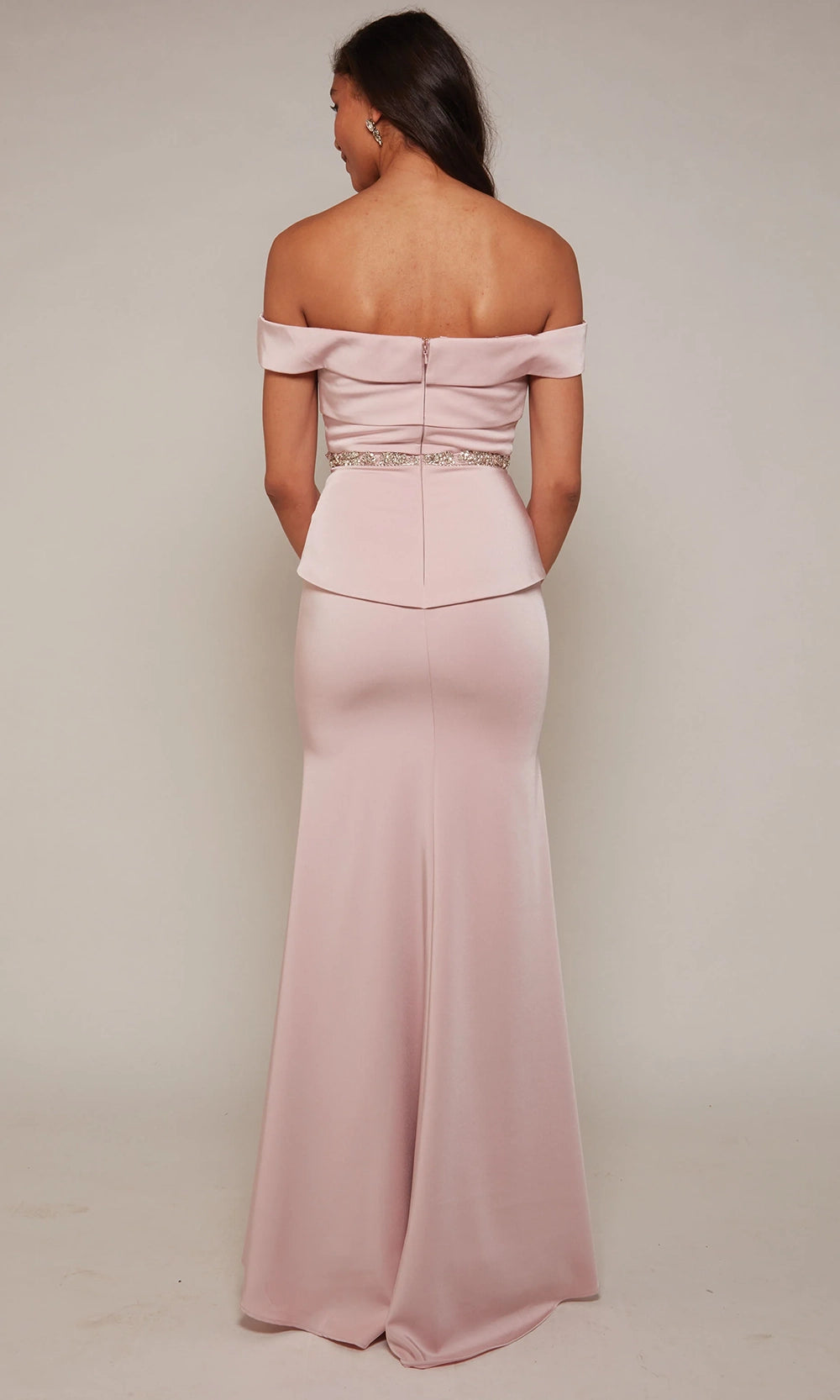 Alyce Paris 27610 - Pleated Bodice Off Shoulder Gown with Slit - detail view