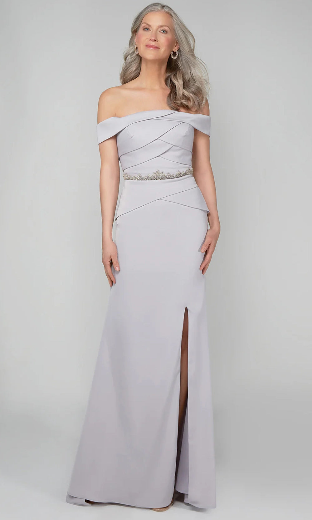 Alyce Paris 27610 - Pleated Bodice Off Shoulder Gown with Slit - designer prom dress at Silhouette Dresses