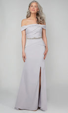 Alyce Paris 27610 - Pleated Bodice Off Shoulder Gown with Slit - designer prom dress at Silhouette Dresses